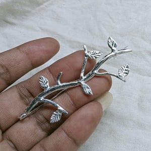 925 Sterling Silver Leaf Brooch, Tree Design Brooches, Hammered Shawl Pin Brooches, Shawl Pin Brooches For Women, Boho Pin Statement Brooch