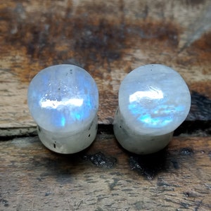Sold By Single Piece Of Natural Flashy Rainbow Moonstone Smooth Earplugs, Genuine Moonstone Plugs Earrings, Single Piece Plugs