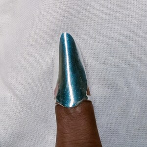 Silver Eye Fingernail Ring Jewelry Boho Nail Guard Armor, Pointer Silver Finger Nails, Knuckle Nail Tip Ring, Stiletto Vampire Finger Claws
