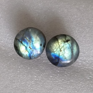 Blue Multi Fire Labradorite Ear Plugs: Handmade Stone Earrings