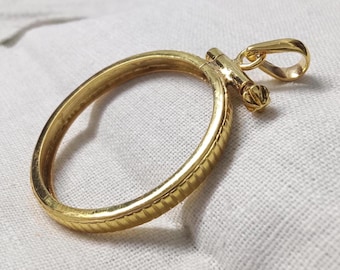 Gold Plated Over 925 Sterling Silver Coin Screw Bezel Pendant