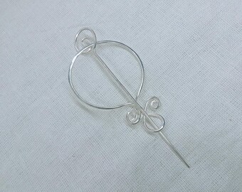 925 Sterling Silver Celtic Shawl Pin Brooch: Handmade Hair Clip