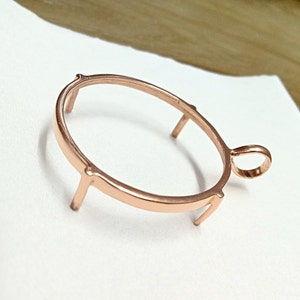 Rose Gold Sterling Silver Coin Bezel: Round Pendant Holder