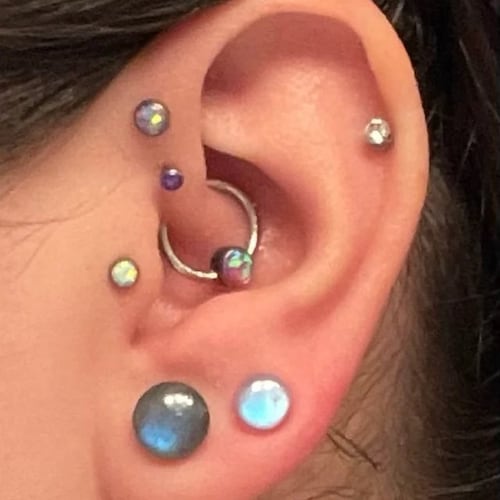 Tunnel Hoop In Onice Nero Fatto A Mano: Orecchini Pendenti In - Foto 9