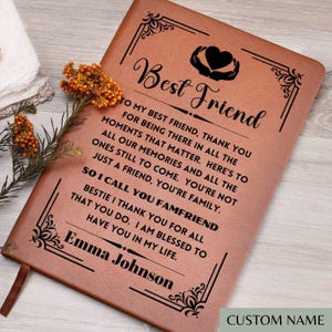 Personalized Best Friend Leather Journal, Custom Best Friend Gift For Best Friend Birthday Gift For Friends Soul Sister Gift Bestie BFF Gift