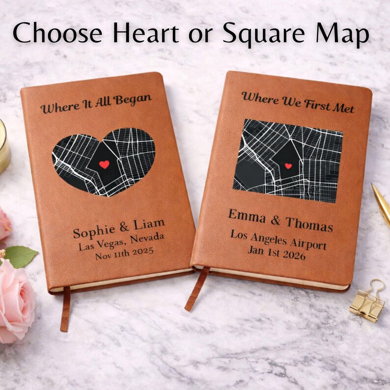 Personalized Couple Map Journal - Where We Met, Where It All Began, Our ...