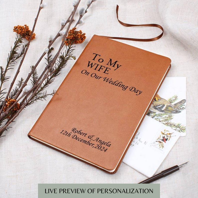 Personalized Wedding Vow Leather Journal His Vows Wedding Letter