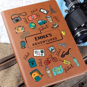 Diario de viaje personalizado: diario de viaje para adolescentes, cuaderno de cuero tamaño A5, diario de viaje, diario de recuerdos para ella o para él, para acampar
