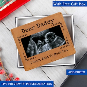 Dear Daddy Personalized Ultrasound Photo Wallet, Soon to be Daddy Gift, First Father&#39;s Day Gift, Ultrasound Gift for Dad, New Dad Gift