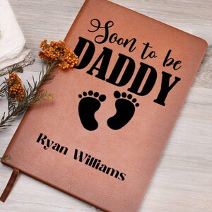 Diario de cuero personalizado para futuros papás, regalo para futuros papás, diario de cuero vegano, regalo para el día del padre embarazada para el esposo, futuro papá
