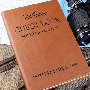 Wedding Reception Signing Book Custom Wedding Leather Guestbook, Personalized Wedding Guest Book, Wedding Keepsake Unique Wedding Guest Book