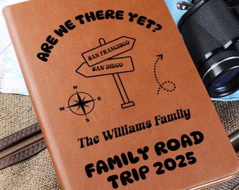 Personalized Family Name Road Trip Planner Custom Leather Journal Travel Log Vacation Keepsake Family Adventure Notebook Epic Road Trip Book