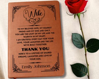 Personalized Leather Journal for Wife Gift from Husband Custom Name 3rd Anniversary Gift Romantic Gift Idea Birthday Keepsake for Her