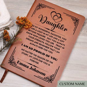 Personalized Daughter Gift A5 Leather Journal- Gift for Daughter Memory Keepsake Journal From Mom/Dad Christmas Gift For Daughter Birthday