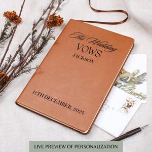 Personalized Wedding Vow Book Leather - His Wedding Vows Journal For Groom Gifts Ideas, Custom Vow Books, Wedding Personalized Vows Gift