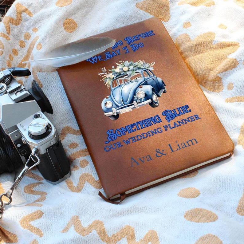 Something Blue Personalised Wedding Planner Custom Blank Leather