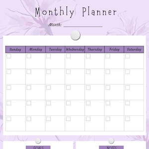 Printable Customizable Monthly Purple Calendar, Instant Download ...
