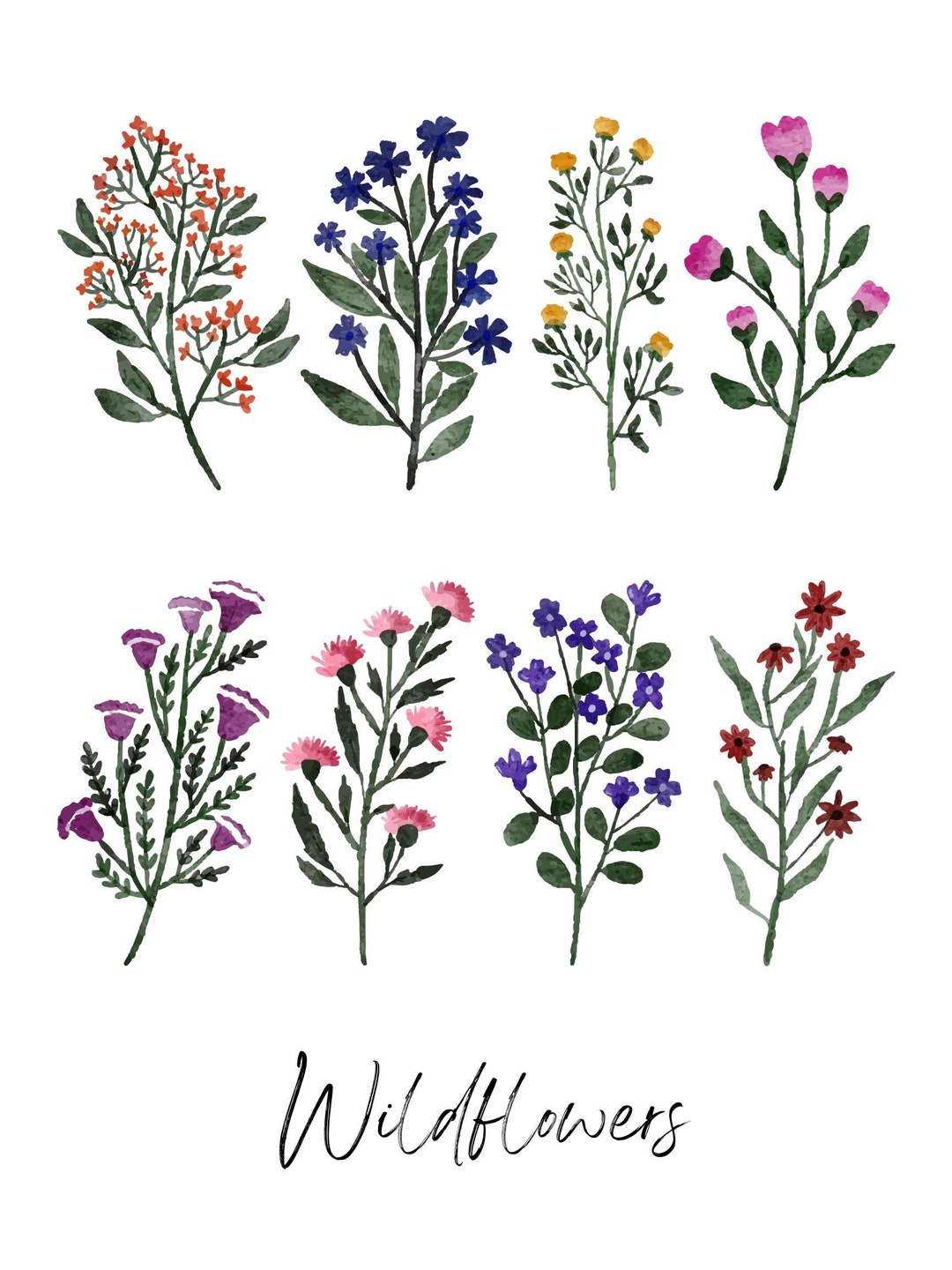 Printable Wildflowers Poster, Flower Wall Art, Home Decor, Digital ...