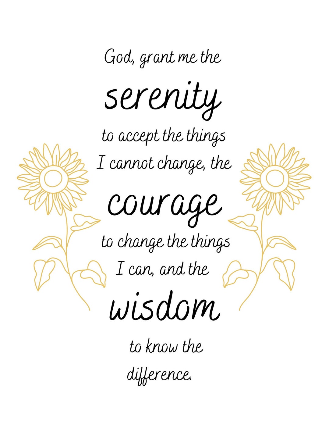 Printable Serenity Prayer Poster, Wall Decor, Prayer Print, Prayer Wall