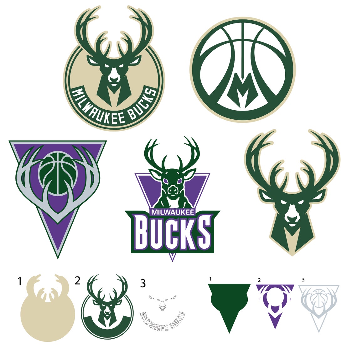 Milwaukee Bucks NBA Logo Collection Svg Bundle basketball | Etsy