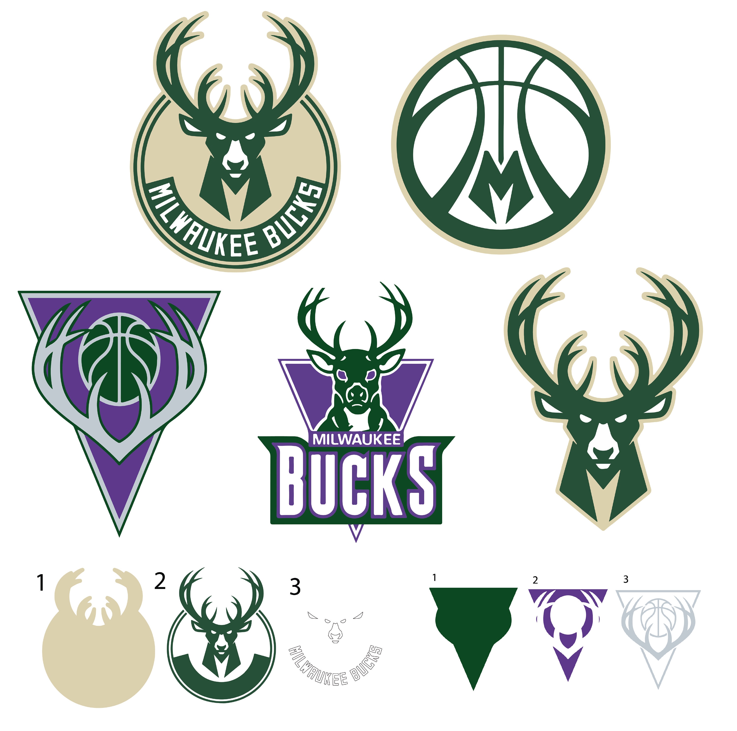 Milwaukee Bucks NBA Logo Collection Svg Bundle basketball Etsy