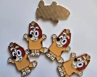 5pcs 26x18mm Cartoon Bingo Bluey&#39;s Friend Metal Charm Pendant DIY Jewellery