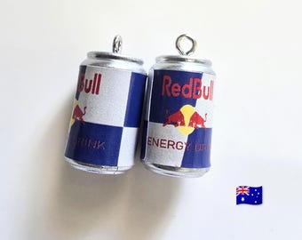 2pcs Red Bull Cans Charms Pendants DIY Jewellery 25x10mm