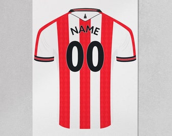 Impresión artística de la camiseta de fútbol del Stoke City: nombre y número personalizados