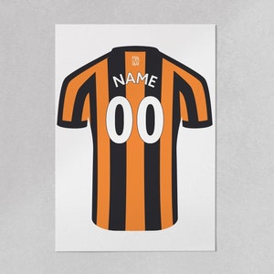 Hull City Football Shirt Art Print: Personalized Name & Number