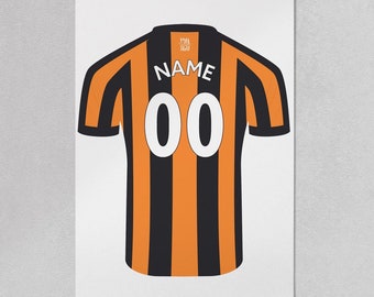 Impresión artística de la camiseta de fútbol del Hull City: nombre y número personalizados