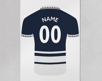 Impresión artística de la camiseta de fútbol del Millwall: nombre y número personalizados