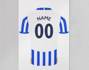 Impresión artística de la camiseta de fútbol del Sheffield Wednesday: nombre y número personalizados