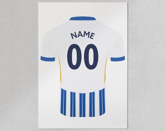 Impresión artística de la camiseta de fútbol personalizada del Brighton & Hove Albion