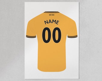 Camiseta de fútbol personalizada del Wolves FC con impresión artística: nombre y número personalizados