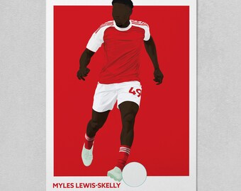 Lámina de fútbol de Myles Lewis-Skelly del Arsenal / Póster de los Gunners para pared