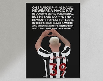 Bruno Guimarães Newcastle United Chant Art Print: Cartel de las urracas de NUFC