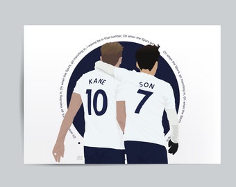 Harry Kane x Son Heung-min Football Art Poster Print Tottenham Hotspur Spurs