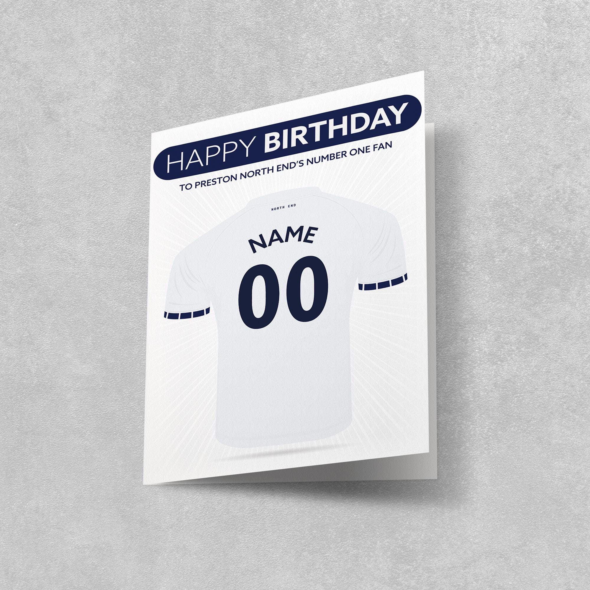 Preston North End Football Birthday Card: Personalised PNE Shirt - Main Image