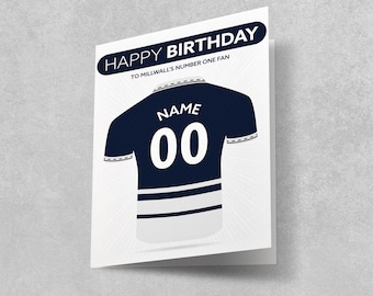 Tarjeta de cumpleaños del Millwall Football: Diseño de camiseta personalizado