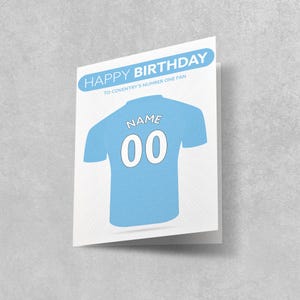 Personalized Coventry City Football Shirt Birthday Card (4x6")