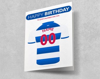 Tarjeta de cumpleaños personalizada con la camiseta del QPR (4x6")