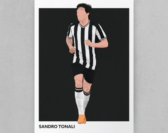 Lámina artística de Sandro Tonali del Newcastle United: regalo de fútbol del NUFC