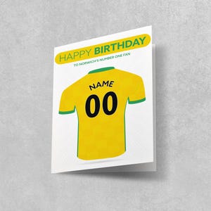 Norwich City Football Birthday Card: Personalized Shirt Design