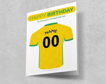 Tarjeta de cumpleaños del Norwich City: diseño de camiseta personalizado