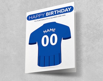 Tarjeta de cumpleaños del Portsmouth Football Club: Diseño de camiseta personalizado