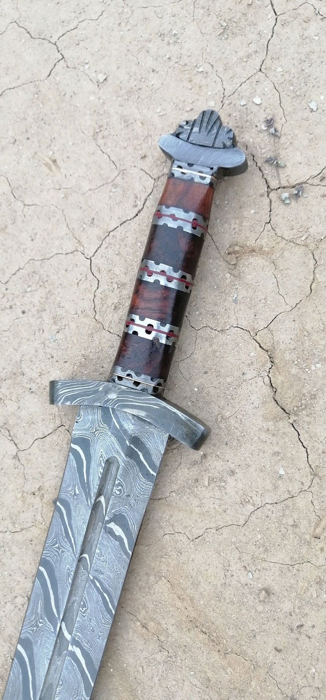 Custom Handmade Damascus Sword 36 Damascus Steel Hunting Etsy