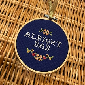 Alright Bab brummie Birmingham hoop cross stitch art