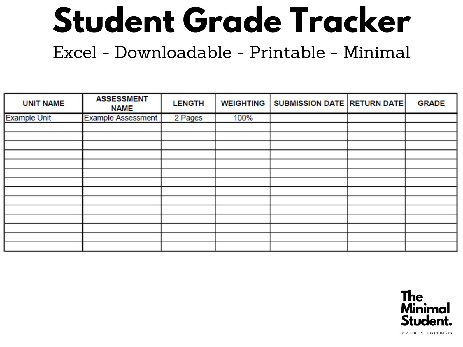 Excel Student Grade Tracker Etsy