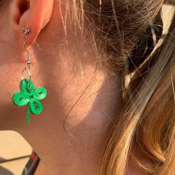 Shamrock earrings - quilled handmade and made to order