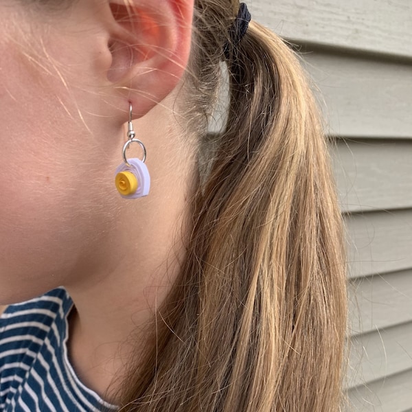 Quilled Bacon and Egg Earrings - handmade